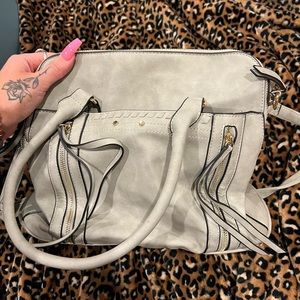 GRAY FRINGE PURSE